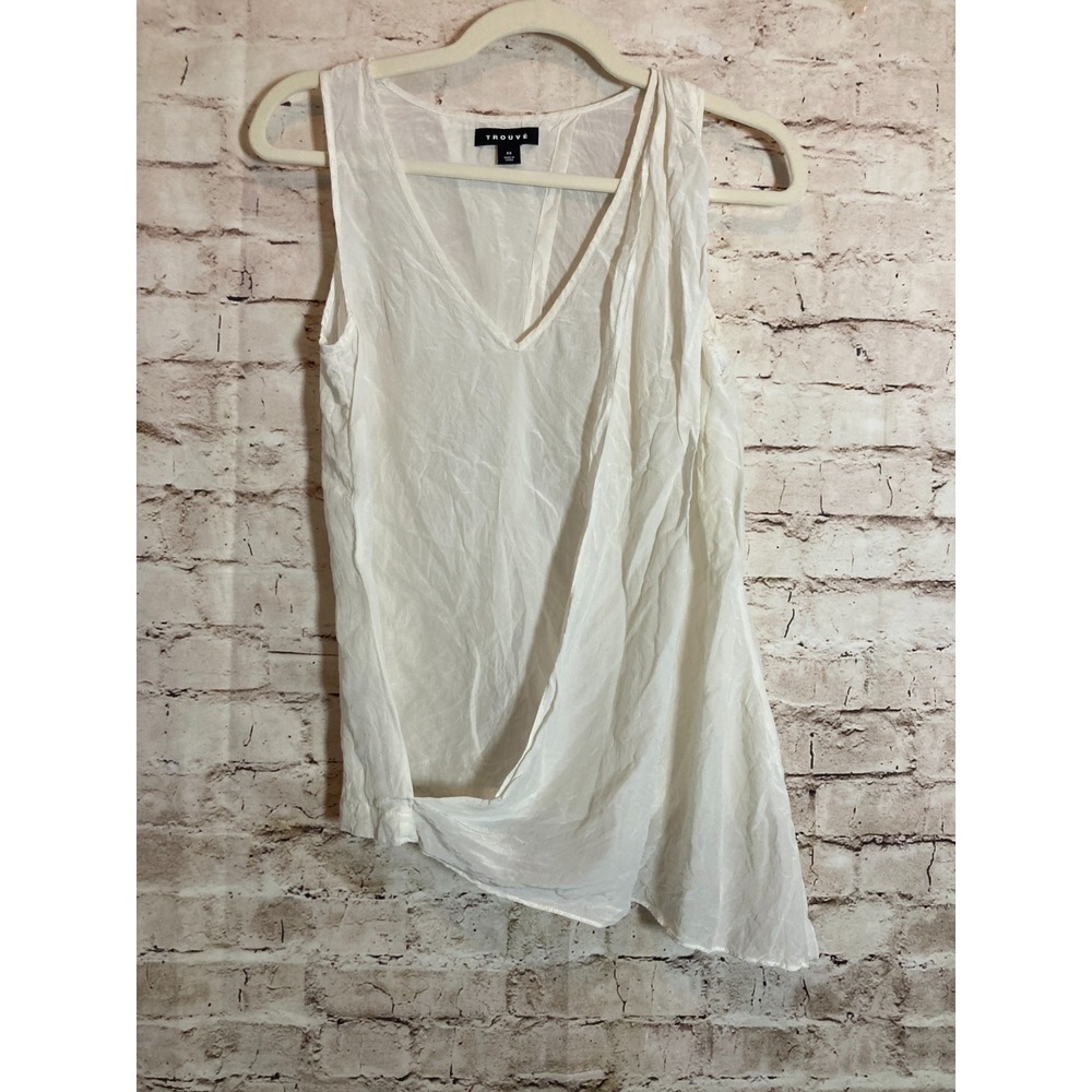 Trouve Crinkled Silk Top Womens XS Coquette Layered Lightweight‎ Cami Tank Sheer